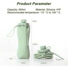 Collapsible Silicone Water Bottle, Portable Foldable Large Capacity Cup For Outdoor Hiking Cycling Travel - 黑色 - 查看 3