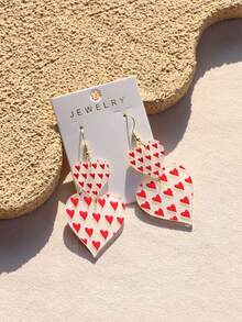 1对女士浪漫心形印花性感亚克力长款吊坠耳环，时尚设计 - 彩色 - 查看 11