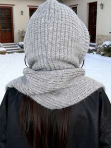 1件套女士纯色围脖和帽子套装，加厚保暖拉法帽，休闲百搭