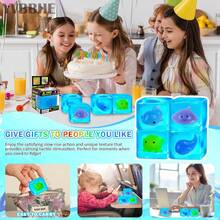 柔软Q弹减压指尖魔方玩具，适合成人 - 夜光感官玩具，适合自闭症儿童、青少年，减压球，挤压玩具，缓解焦虑，圣诞袜填充物，送给孙辈的礼物，成人派对礼品和奖品，礼品袋填充物，皮纳塔填充物，生日礼物，礼盒装饰，减压小玩意 - 冰塊 - 查看 8