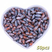 50pcs Vintage Picasso Glass Floral Print Seed Bead, 5*10mm Colorful Oval Loose Beads - Assorted Colors, Suitable For Making Necklaces, Bracelets, DIY Earrings, Tassel Crafts And Jewelry - Floral Shuttle Beads - View 16