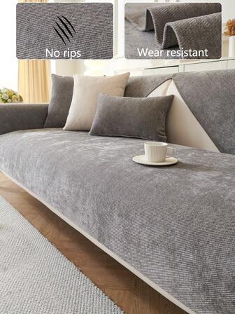 1 pieza Funda de cojín para sofá para todo el año, cojín de asiento de sofá minimalista moderno antideslizante, funda de sofá a prueba de polvo y lavable, suave y resistente a la decoloración, apta para mascotas, se ajusta a sofás en forma de L y de 1/2/3/4 plazas, adecuada para dormitorio, oficina, sala de estar