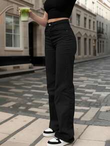 Women's Casual Regular Fit Straight Leg Jeans With Pockets