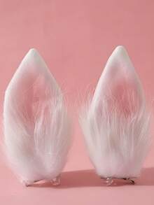 1Pair Plush Bunny Ear Hair Clips, Cute Adorable Hair Accessories, Soft Fluffy Rabbit Ear Hairpins, Perfect For Party/Cosplay/Daily Cute Style Decor - Multicolor - View 7