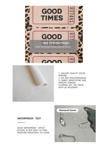 1幅无框“美好时光门票”豹纹油画，时尚复古猎豹墙饰，复古动物印花，精致少女风家居装饰，时尚墙面装饰，大学公寓装饰 - 彩色 - 查看 9