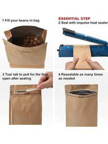 50个带阀门和透气孔的咖啡袋