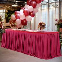 1pc White Polyester Table Skirt, Fits 72inch/183cm Rectangular Tables, Wrinkle-Resistant & Easy To Clean Ruffled Tablecloth, Suitable For Birthday Cake Tables, Banquets, Weddings, Bridal Showers, And Various Party Celebrations