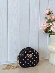 1PCMini Big Kids Girls Bag Diagonal Shoulder Bag Shoulder Bag Square Bag Coin Purse, Lightweight And Portable Zipper Closure, Fashionable PU Material Polka Dot Pattern, Suitable For Junior High School Students, Teenagers, Daughters, Girlfriends, Girls And Other Daily Use, Ideal Storage Bag, Autumn And Winter Must-Have Clothing Matching