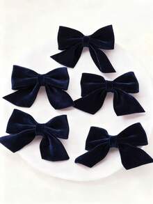 1/5件套天鹅绒蝴蝶结发夹，优雅发饰，适合日常佩戴，圣诞节、情人节等场合，女士蝴蝶结发饰，冬季派对发带，爪夹，发夹，发卡