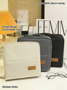 1 pieza Estuche de lápices plegable de gran capacidad, caja de almacenamiento de artículos de papelería con múltiples compartimentos para estudiantes, estuche de lápices portátil con asa de transporte lavable - Multicolor - Ver 6