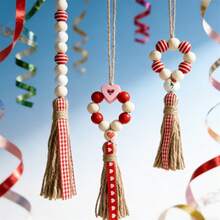 Guirnalda de cuentas colgantes con borlas para San Valentín, juego de 3 piezas, decoración de cuentas para el hogar, guirnalda colgante de hilo de cuentas para fiesta - Multicolor - Ver 1