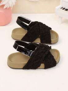 1 Pair Children's Casual Versatile Soft-Sole Comfortable Sandals, Toddler Prewalker Beach Shoes - Black - View 7