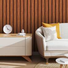 Adhesive Wallpaper With Ribbed Wood Pattern, Honey Oak Finish, Medium Ribbed Pattern - Multicolored 13 - View 6