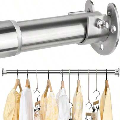 FIRJOY Closet Rods For Hanging Clothes - Heavy Duty, Length Adjustable (Silver, 66.5" - 76")