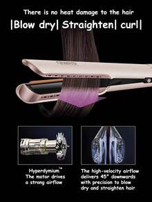 CRASTS 2-In-1 Hair Straightener & Blow Dryer, Dual Use Wet/Dry Straightening Iron, Home Hair Dryer With Cold/Hot Air, Adjustable Temperature, Damage-Free Styling - Apricot - View 8