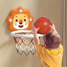 Lion-Themed Kids Basketball Hoop Set – Adjustable Height (3-6+ Years), 1-Second Fold Storage, Multi-Scene Play (Bathroom/Home/Pool), Complete Kit With Basketball + Pump + Adhesive Hooks + Suction Cups, Perfect For Toddler Active Play (Top Birthday/Christmas Gift) - Orange - View 10