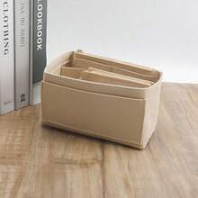 1 pieza Bolsa interior multifuncional pequeña/mediana/grande/extra grande, bolsa de maquillaje, bolsa de aseo, bolsillos interiores plegables y desmontables - Beis - Ver 7