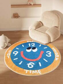 1 块可水洗仿羊绒圆形字母图案游戏地毯，柔软字母游戏垫地毯，家居装饰地毯 - 彩色 - 查看 7