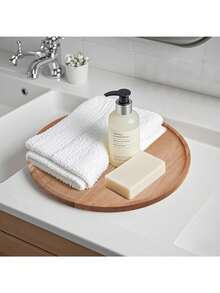 1 pieza Bandeja decorativa circular de madera, soporte para velas estilo rústico, bandeja de servir de madera para todo el año para encimera de cocina, decoración del hogar, almacenamiento de maquillaje y baño, disponible en 3 tamaños: 13cm, 20cm, 25cm - Marrón - Ver 9
