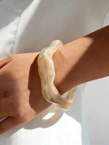 4 peças/2 peças/1 peça Conjunto de Pulseiras Vintage Elegantes de Moda Casual com Estilo de Moeda Antiga, Acrílico Geométrico Assimétrico Onda Curva Contas de Bambu Elásticas Empilhadas, Pulseira Minimalista Personalizada de Alto Nível com Tie Dye Exagerado CCB Espaçador, Ideal para Mulheres, Férias, Festa, Encontros, Combinação Diária, Presente de Feriado - Multicolorido - Visão 5
