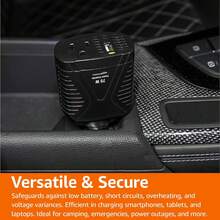 Basics 75W Car Power Inverter 12V to 110V for Vehicles, Black - albaricoque - Ver 8