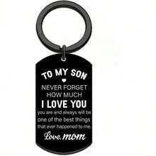 1pc Son Gifts Inspirational Son Keychains Funny Gifts For Sons From Mom Birthday Christmas Valentine's Day Graduation Gift For Him - 黑色 - 查看 5