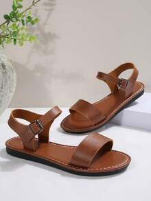 Women's New Summer Flat Roman Lace-Up Sandals, Non-Slip Foam Sole, Fashion Versatile Casual Lightweight Shoes - Brown - View 3