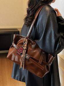 Fashionable & Large Capacity Versatile Women Tote Bag - Brown - View 3