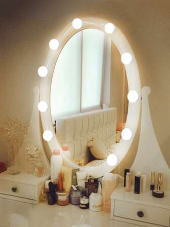 LED Makeup Mirror Lamp Dressing Table USB 5V Touch Sensor Switch Stepless Dimmable Professional Beauty Lady Vanity Light Indoor Washroom Bathroom Cloakroom Bedroom Night Lights Three Colors Adjustable1 Brightness No Flicker Eye Protection Home Night Decoration Lighting Natural White (Rotating Shrink Wires) 2/6/10/14Bulbs White/Pink