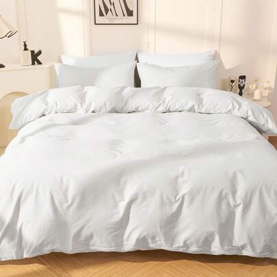 2/3pcs Bedding Set, Solid Color Bedding, Skin-Friendly & Comfortable, Soft & Pilling Resistant, Simple Room Decor, Minimalist & Fashionable Duvet Cover & Pillowcase, Without Comforter, Suitable For Twin, Full, Queen, King Size Beds, All Seasons, Home Textile