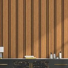 Adhesive Wallpaper With Ribbed Pattern, Natural Oak Wood, Thick Strips - Multicolored 8 - View 2