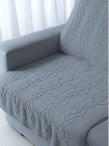 Maldives Decorative Knitted Blanket Set + 2 Knitted Cushion Covers For Sofa, Bed, Living Room - Light Grey - View 2