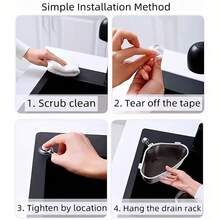 1/2 piezas Estante organizador de fregadero triangular de acero inoxidable, Papelera de cocina de acero inoxidable 201, Estante de almacenamiento montado en la pared para filtrar residuos y desechos de alimentos, Instalación sin perforación