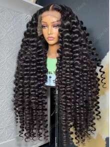 250% Density 13x6 Full Lace Frontal Wigs Human Hair Gluelss Loose Deep Wave Wig 15A Deep Wave Lace Front Wigs Human Hair 100% Brazilian Virgin Human Hair Wig Pre Plucked Wet And Wave Human Hair Wig 13x6 HD Transparent Lace Wig With Baby Hair For Women Black Color - Natural Black - Xem 2