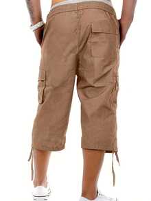 Pantalones cargo casuales de unicolor para hombres de talla grande - Caqui - Ver 3