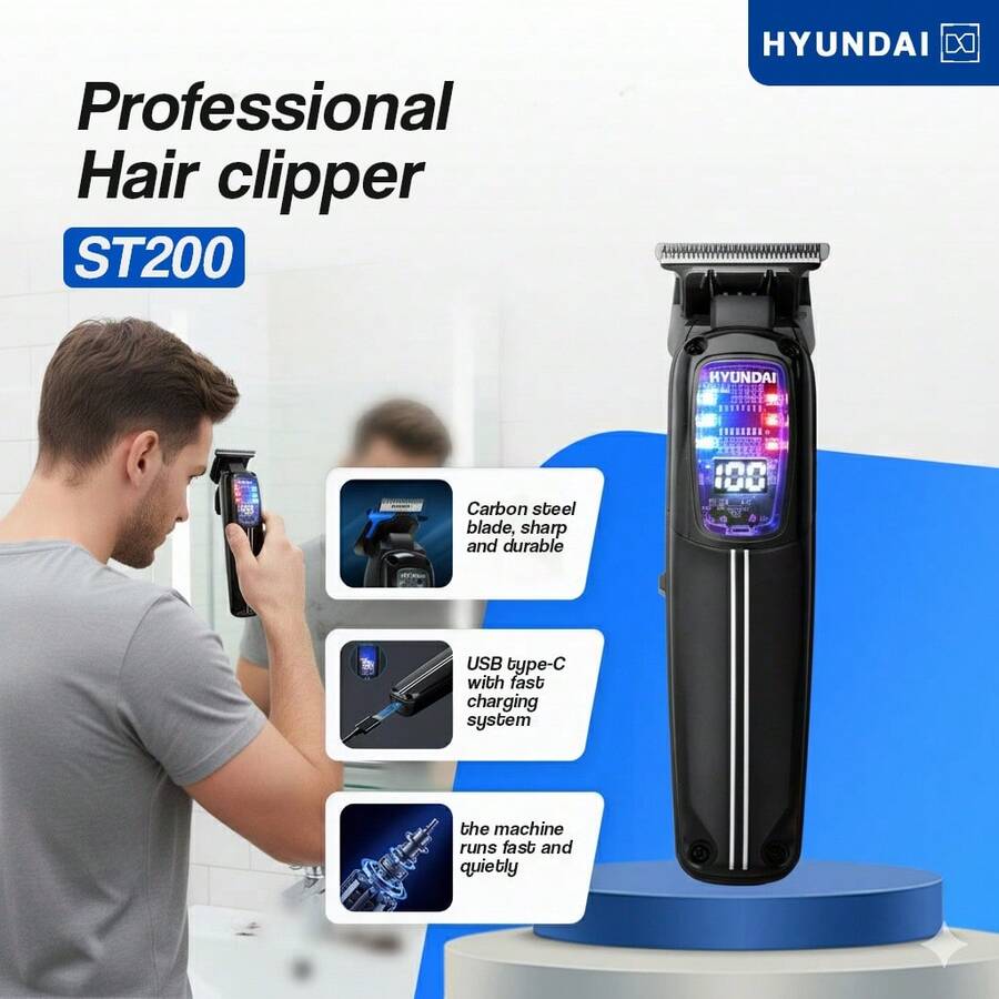 HYUNDAI Máy cắt tóc chuyên nghiệp có thể sạc lại - màu đen - Xem 1