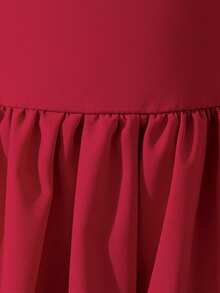 少女时尚露背吊带伴娘礼服，适合婚礼、派对、选美、毕业舞会、舞会、花童生日派对等场合 - 酒紅色 - 查看 6