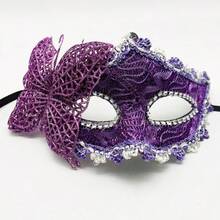 Venezianische seitliche Schmetterlings-Maske, römische Säulen-Drachen-Muster exquisite Handmaske mit Umhang, Erwachsenen-Satinstoff Sensenmann Umhang, Zauberer Teufel Umhang für Nachtclub Bar Kostümzubehör - Verschiedenfarbig - Übersicht 8