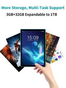 Coopers Android 15 Tablet, 10.1 Inch WIFI Tablet PC, 3GB RAM, 32GB ROM, Support 1TB Expandable, Quad-Core, 2.4G+5G WiFi, Dual Band WiFi6, HD IPS Screen, 2MP + 5MP Dual Camera, 1280 * 800 IPS HD Touch Screen,6000mAh Battery, Support Widevine L1(No Adapter) ﻿ - Green - View 5