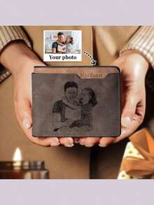 [Anpassad] Personlig graverad plånbok, Anpassad bokstavs- och namngravyr, Unisex bifold plånbok med flera kortfack, Myntficka med dragkedja, Lämplig för alla hjärtans dag, årsdag, födelsedagspresent, Avslappnad hållbar design, Minimalistisk och moderiktig, Högkvalitativt hantverk - Multifärgad - Visa 5