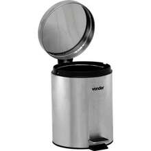 Lixeira redonda 5 litros inox cinza com escova sanitária VONDER - Amarelo - Visão 8