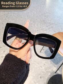 LiMiaoMiao 1pc Oversized Cat Eye Reading Glasses For Men & Women, Vintage Style, Clear Lens, Computer/Reading Magnifier Glasses +1.0 To +4.0 - 透明 - 查看 24