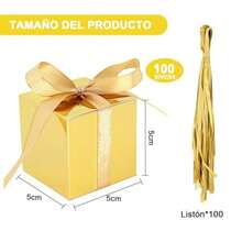 Paquete de 100 cajas de regalo doradas de 2 x 2 x 2 pulgadas cajas de regalo doradas con cintas para bodas Mini Cajas de Regalo para Regalos de Boda Regalo de Cumpleaños Fiesta - Aire - Ver 3