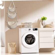 Hanging Baskets for Organizing 3-Tier Decorative Cotton Rope Hanging Baskets Wall-Mounted Woven Storage Organizer Bag for Batoom Kitchen Bedroom - Colores surtidos - Ver 2