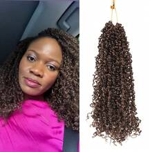 Tóc giả móc sợi kiểu Yankee Twist 12/16 inch, 30 sợi/gói, kiểu Yankee Twist màu nâu, có vòng sẵn, đuôi xoăn, tóc giả móc sợi tổng hợp. - Nhiều màu - Xem 18