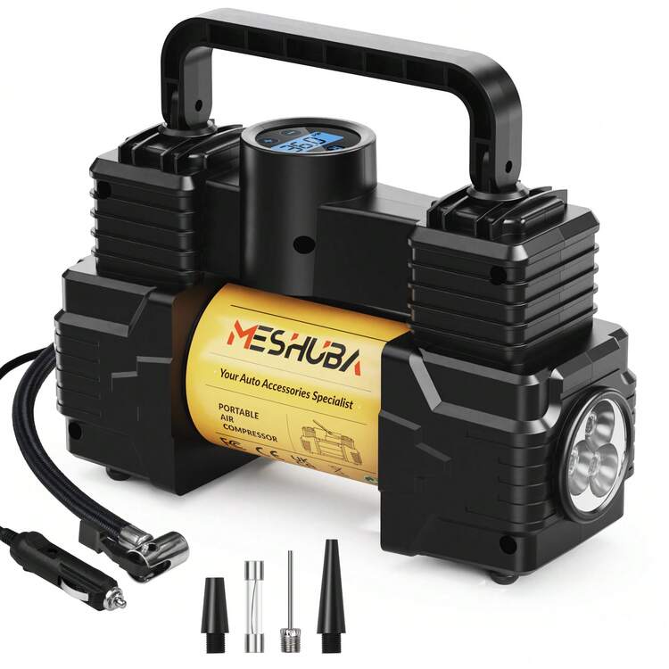 MESHUBA 12V Portable Tire Inflator Pump, 150PSI, With Digital Pressure Gauge And LED Light, Suitable For Car, Bicycle, Motorcycle, And Sports Ball Tires - Wired - View 12