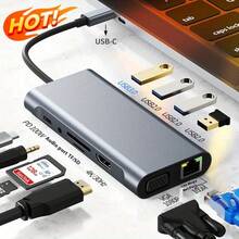 11-In-1 USB-C Expansion Dock Featuring 4K Ultra HD, Fast PD Charging, Gigabit Ethernet, Microphone/Audio, And SD/TF Card Reader - A High-Speed Multi-Port Adapter Compatible With USB-C Devices Like  And Windows. - 11-IN-1 HD100Mbps - View 1