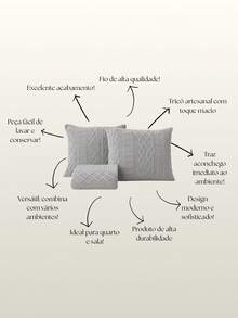 Maldives Decorative Knitted Blanket Set + 2 Knitted Cushion Covers For Sofa, Bed, Living Room - Light Grey - View 3