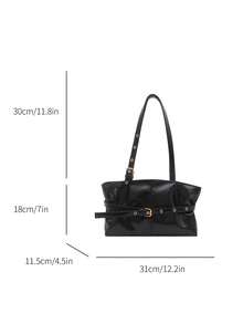 1 szt. Torba typu tote o dużej pojemności w stylu vintage, duża torba pod pachę do pracy, modna czarna torebka motocyklowa, solidna woskowana skóra PU, ozdobny pasek, zapięcie na zamek błyskawiczny, bordowa, damska torba na ramię do pracy, szkoły, na krótką wycieczkę, wakacje, prezent, Walentynki, urodziny, zakupy, do pracy, idealna do codziennego użytku - Czarne - Zobacz 7
