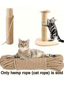 10m Durable Jute Cat Scratching Rope - High Quality, Durable And Interactive Cat Scratching Post, Ideal For Protecting Furniture And Decor, Easy To Install, Replaceable Cat Scratching Post, Natural Texture, Suitable For Indoor Use, Pet Home Supplies | Decorative Cat Scratching Post | Sturdy And Durable Cat Toy, Cat Accessories - Multicolor - View 1